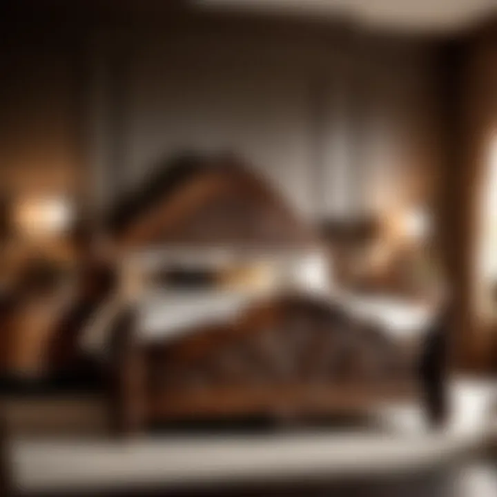 Custom king bedroom set showcasing intricate hand-carved details