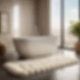 Elegant ivory 60-inch long bath rug on marble floor