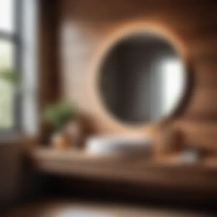 Warm wood accents in Japandi bathroom interior