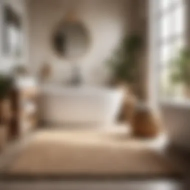 Jute Rug with Natural Fibers in Minimalist Bathroom Jute Rug with Natural Fibers in Minimalist Bathroom