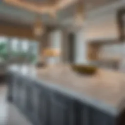 Luxurious Kitchen Island with Marble Countertops