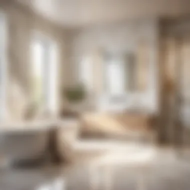 Elegant Marble Tiles in Modern Bathroom Luxurious marble tiles in a modern bathroom setting