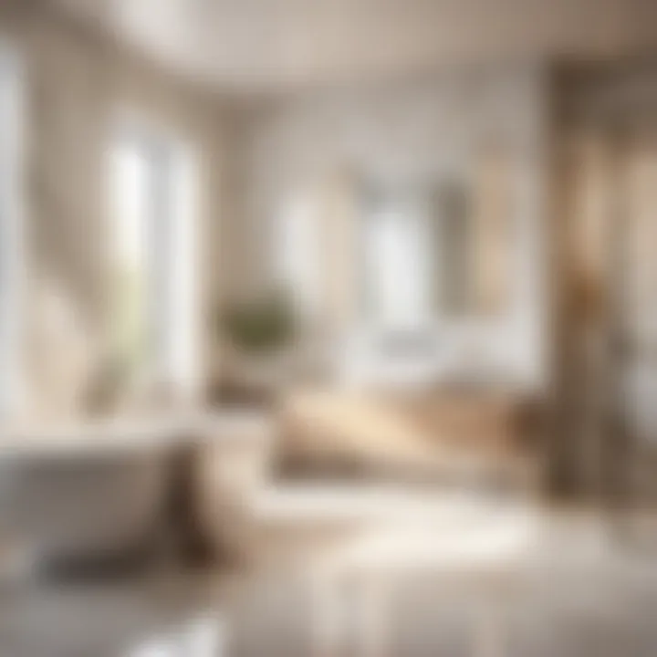 Elegant Marble Tiles in Modern Bathroom Luxurious marble tiles in a modern bathroom setting