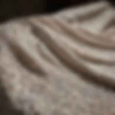 Delicate lace fabric being gently treated with bleach