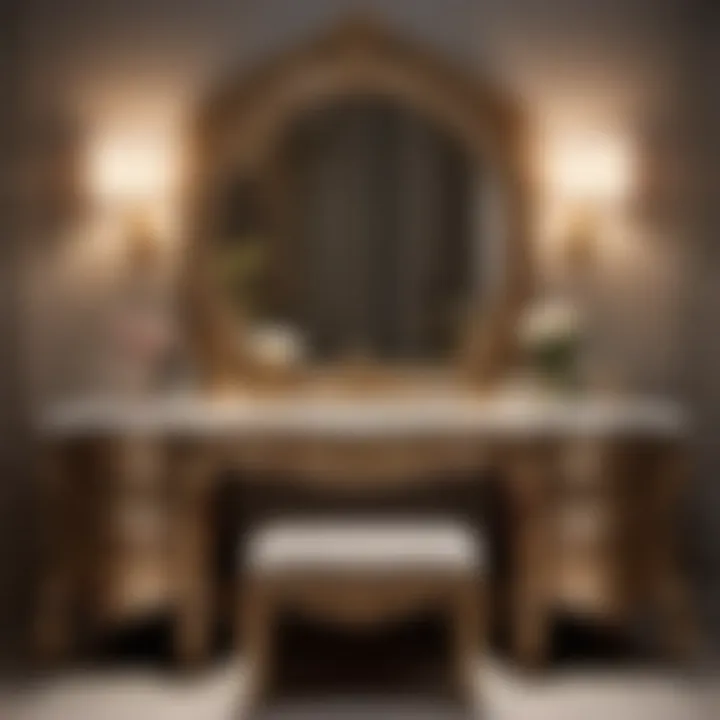 Spacious vanity with intricate detailing