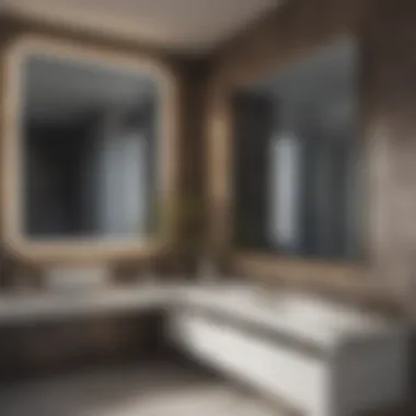 Contemporary bathroom design with oversized mirror and minimalist decor
