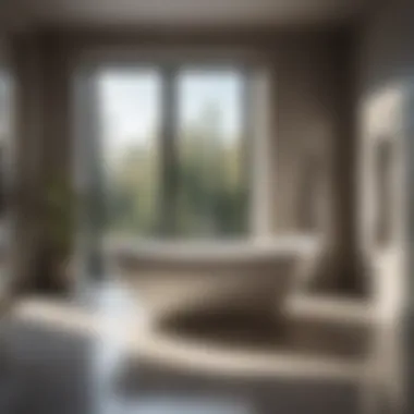 Elegant freestanding bathtub in modern bathroom setting