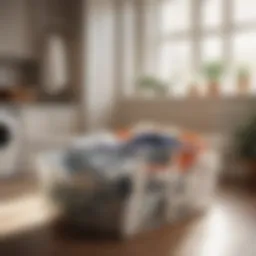 Laundry basket filled with clothes ready for sorting