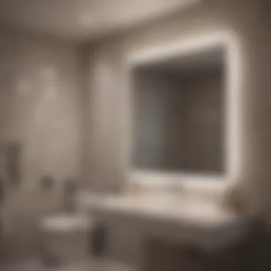 Energy-Efficient LED Lighting in a Bathroom Energy-efficient LED lighting illuminating a stylish bathroom