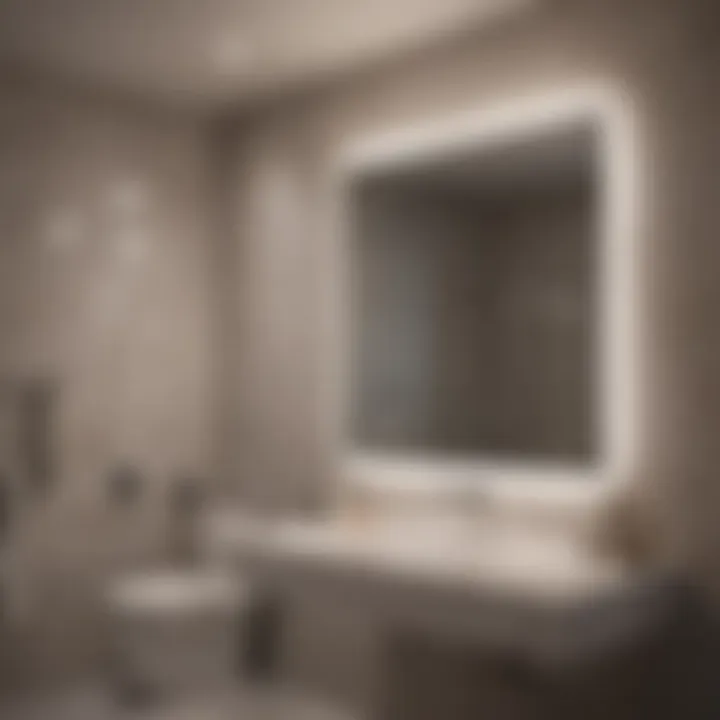 Energy-Efficient LED Lighting in a Bathroom Energy-efficient LED lighting illuminating a stylish bathroom