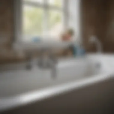 Tools required for bathtub leveling including spirit level, shims, and wrench.