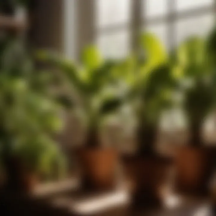 Illustration showing light intensity levels for indoor plants