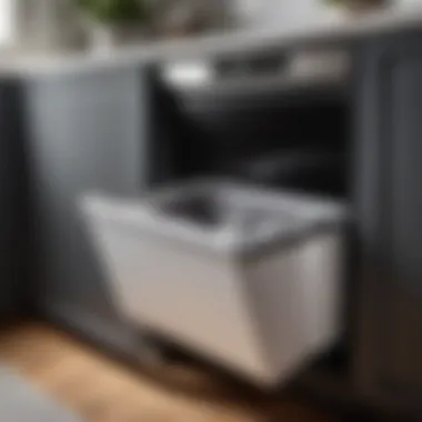 Dynamic Functionality Close-up of magnetic lint bin with lint swirling inside