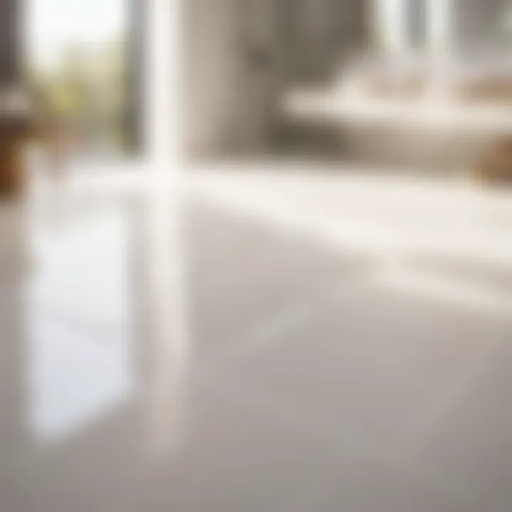 Sleek Glossy Ceramic White Bathroom Floor Tile Sleek and glossy white ceramic bathroom floor tile close up