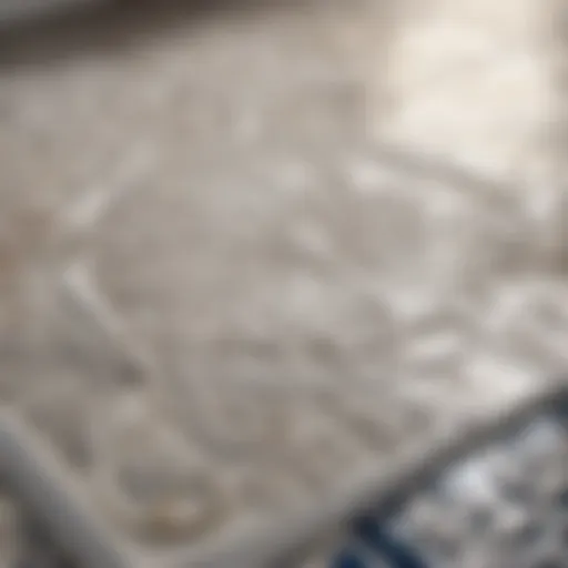 Elegant white bathroom floor tile with intricate floral pattern