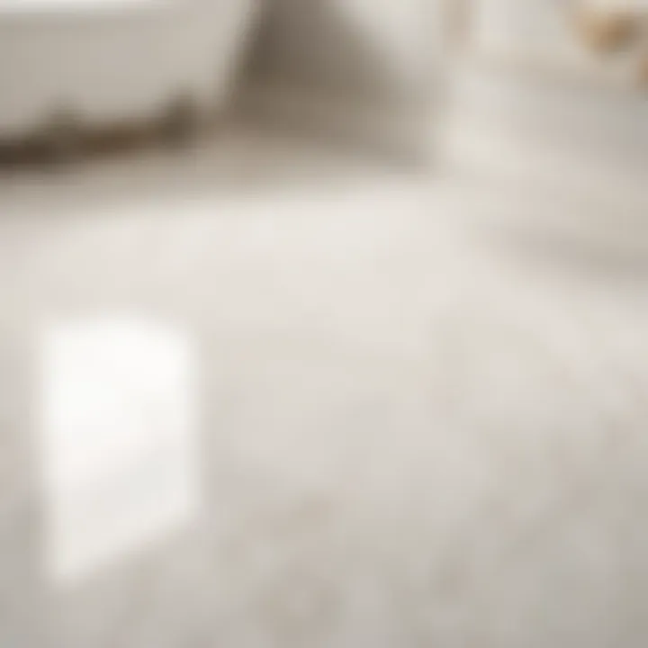 Veined Marble-Inspired White Bathroom Floor Tile Luxurious white marble-inspired bathroom floor tile with veined details