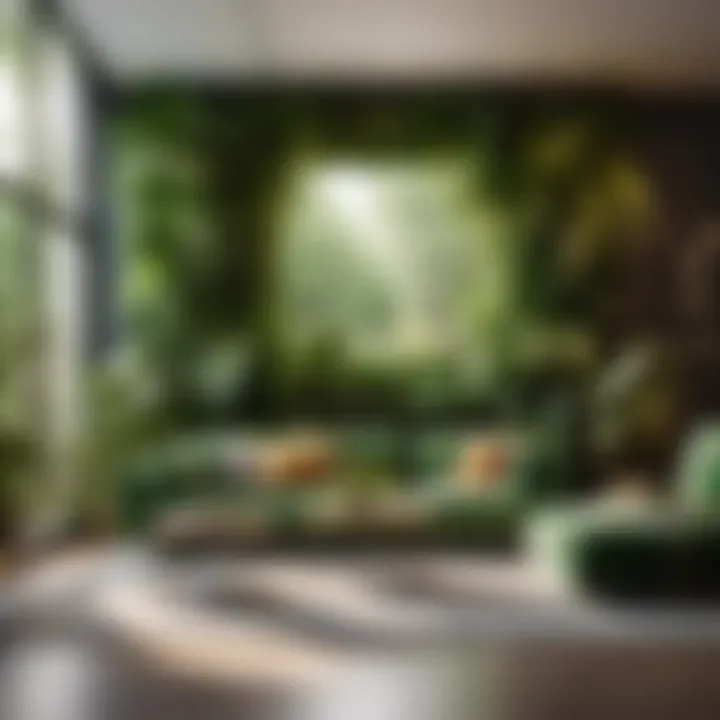 Lush greenery in modern living room