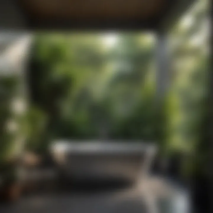 Nature's Harmony with Galvanised Elegance Galvanised bath tub surrounded by lush greenery in a serene setting
