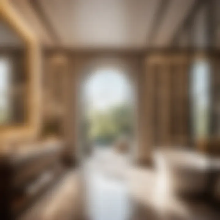 Opulent Bathroom Ambiance Luxurious bathroom featuring a glass door