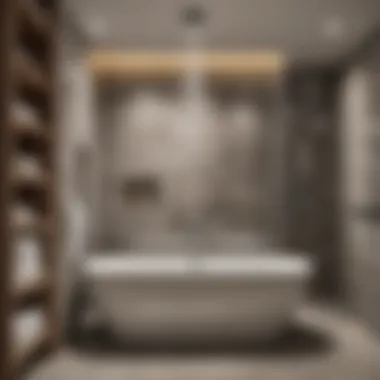 Luxurious bathroom featuring modern design elements with bathtub and shower