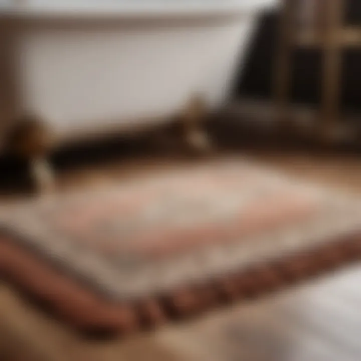 Luxurious bathroom rug with fringe complementing vintage interior design