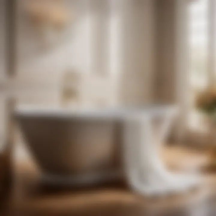 Opulence in Bath Linens: Supima Cotton Elegance A luxurious bathroom setting with a supima cotton bath sheet draped elegantly over a bathtub