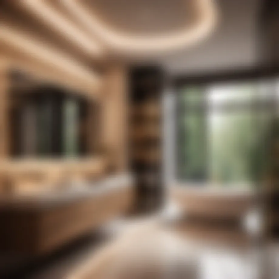 Luxurious bathroom with suspended ceiling