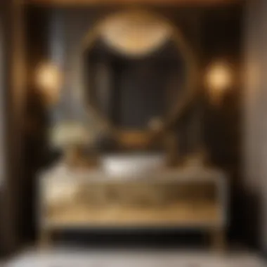 Opulent Gold Accent Vanity Luxurious bathroom vanity with vessel sink and gold accents