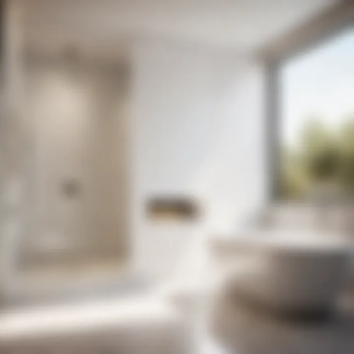Minimalist white bath surround with Flexstone accents