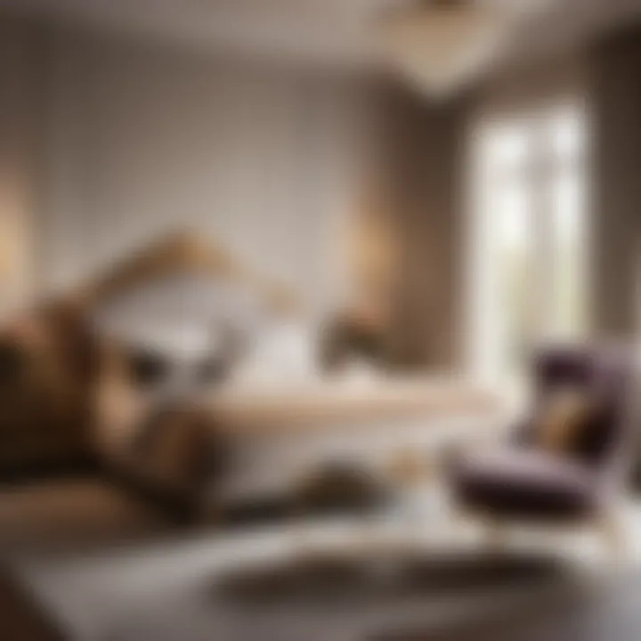 Luxurious bedroom with a plush chair and table for relaxation