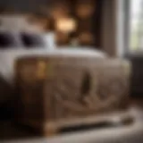 Intricate Floral Carving Bedroom Storage Trunk Chest Luxurious bedroom storage trunk chest with intricate floral carving