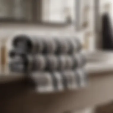 Striped Opulence for Bathrooms Luxurious Black and White Striped Hand Towel