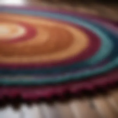 Luxurious braided rug in rich jewel tones