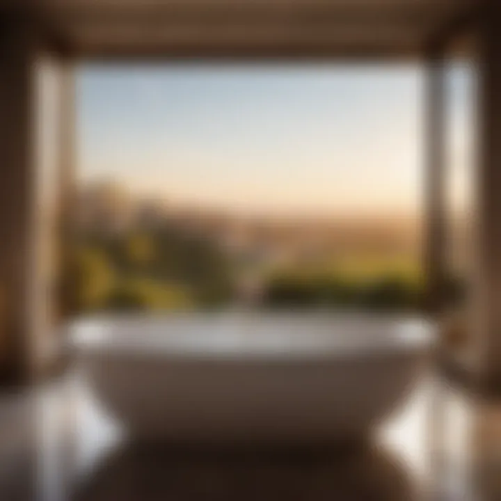 Opulent bath experience with wine glass Bathtub filled with luxurious bubbles and wine glass nearby