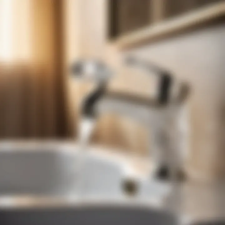 Luxury Crystal Handle on Faucet Luxurious crystal handle on a stylish bathroom sink faucet