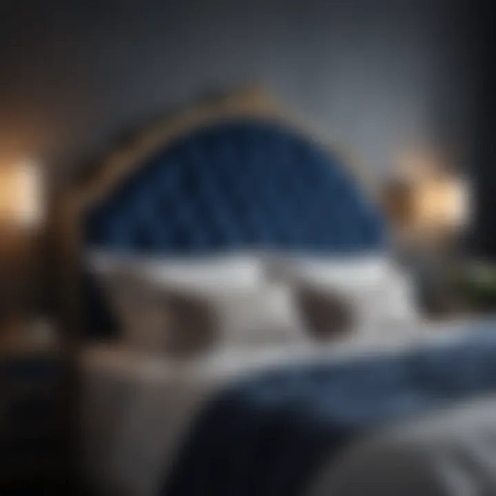 Luxurious Cushion Headboard Bedroom Set in Deep Blue