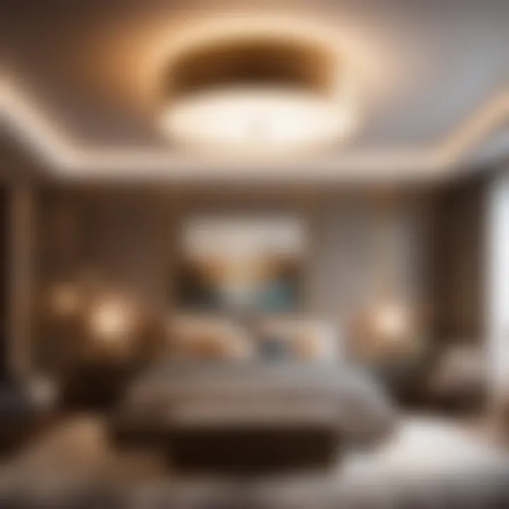 Chic drum light adding a touch of luxury to a contemporary bedroom