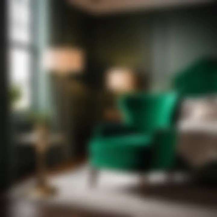 Luxurious Emerald Velvet Accent Chair in Bedroom