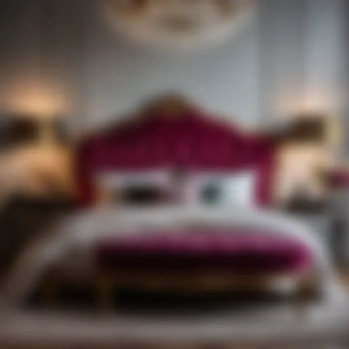 Luxurious French Bed with Velvet Headboard