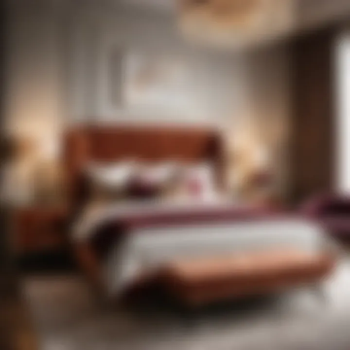Luxurious full size bedroom set with velvet upholstered headboard