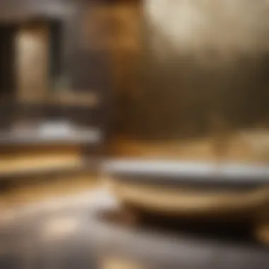 Opulent Touch: Gold Accents Luxurious gold accent bathroom tile design