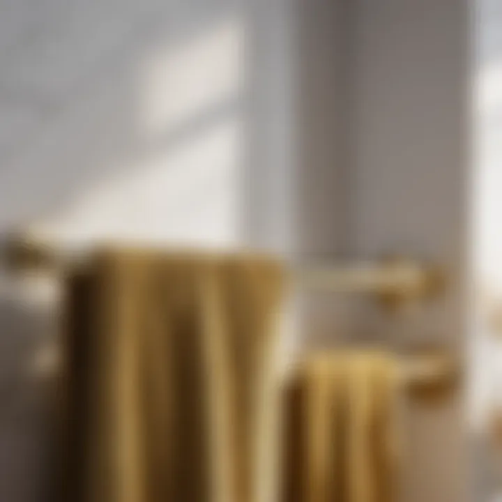 Gold towel rack set enhancing bathroom aesthetics