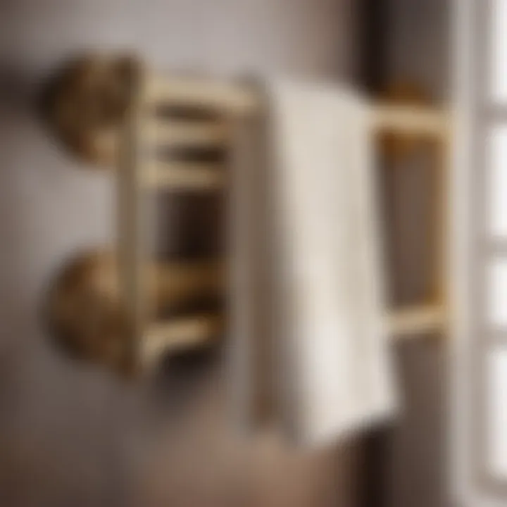 Luxurious gold towel rack set with decorative details