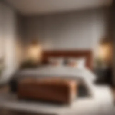 Chic Bedroom Upgrade with Leather Storage Bench Elegant leather storage bench in modern bedroom interior