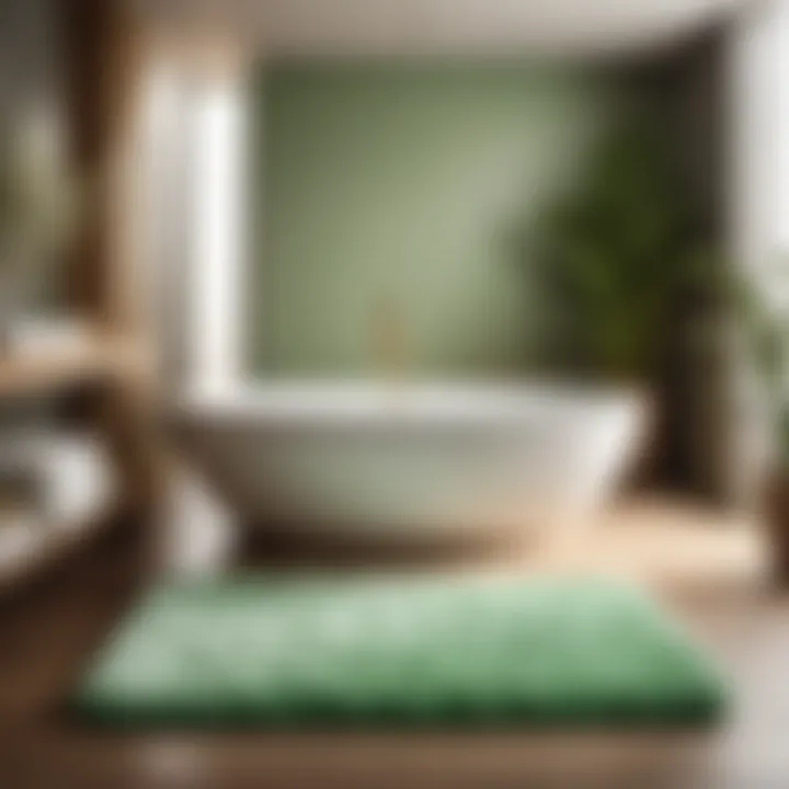 Luxurious light green bath rug enhancing spa-like ambiance