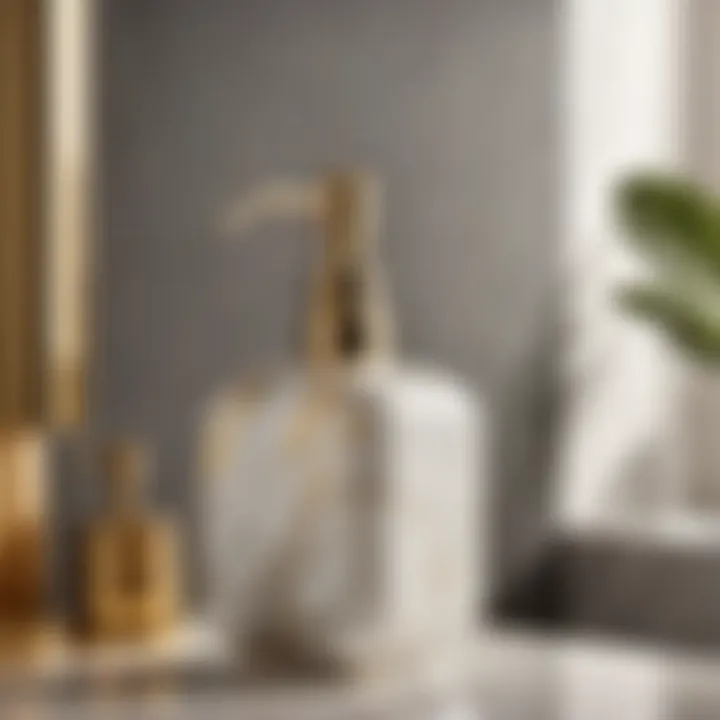 Elegant Marble Soap Dispenser with Gold Accents Marble Soap Dispenser with Gold Accents