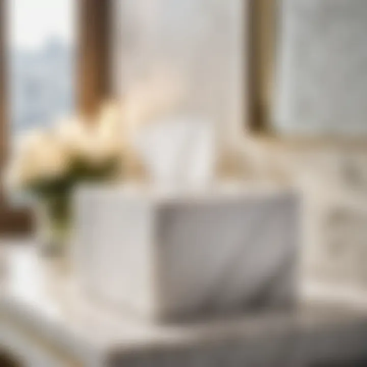 Chic White Marble Tissue Box Cover Marble Tissue Box Cover in White Marble