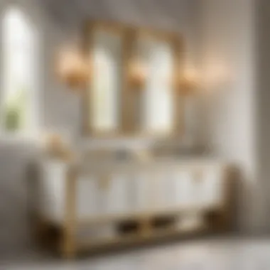 Luxurious marble bathroom vanity with right-sided sink