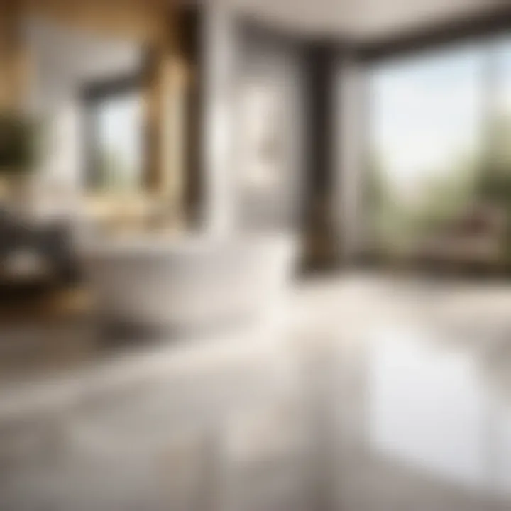 Marble effect 12x12 bathroom floor tiles creating a luxurious ambiance