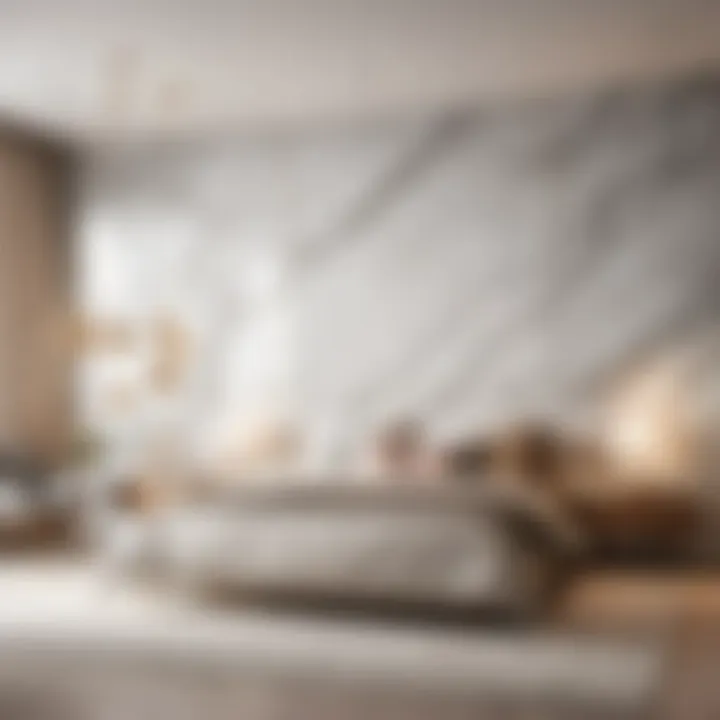 Luxurious marble-inspired wall tile sticker in bedroom
